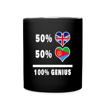 Eritrea und Großbritannien 100% Genius Flagge - Tasse einfarbig - Schwarz - Vorne