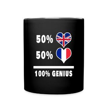 France and Great Britain 100% Genius Flag - Full Colour Mug - black - Front