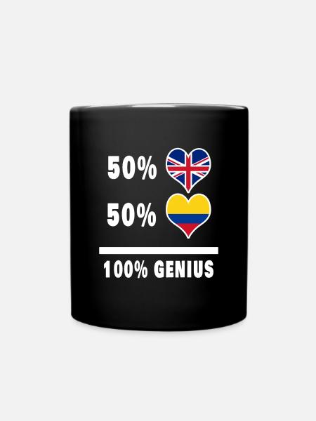 Colombia and Great Britain 100% Genius Flag - Full Colour Mug - black