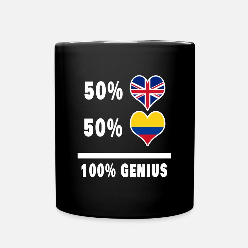 Colombia and Great Britain 100% Genius Flag - Full Colour Mug - black