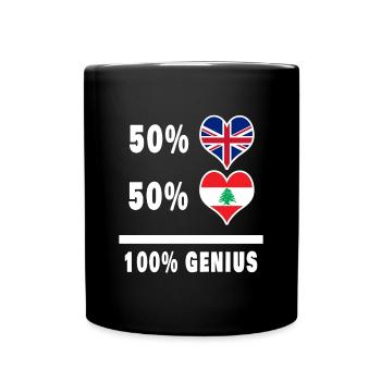 Lebanon and Great Britain 100% Genius Flag - Full Colour Mug - black - Front