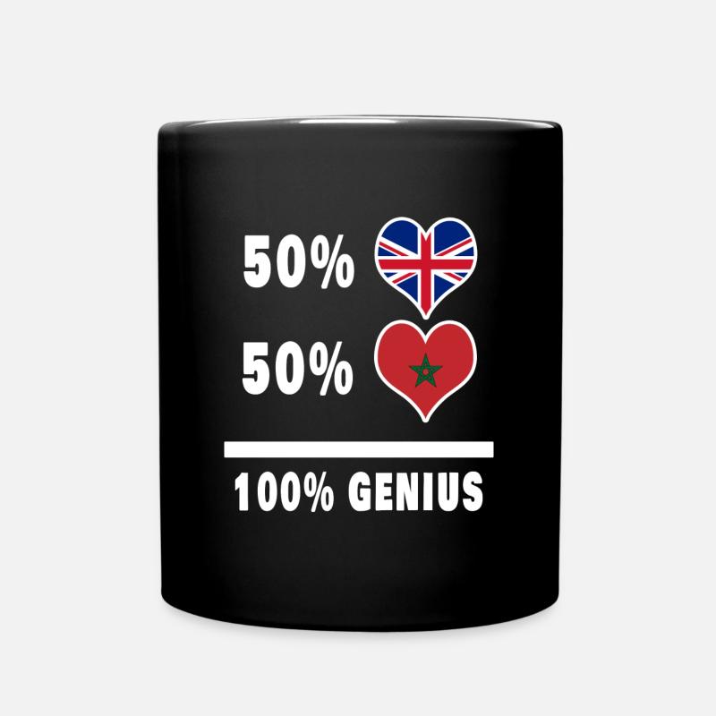 Marokko und Großbritannien 100% Genius Flagge - Tasse einfarbig - Schwarz