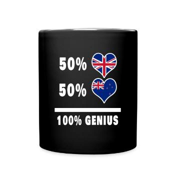New Zealand and Great Britain 100% Genius Flag - Full Colour Mug - black - Front