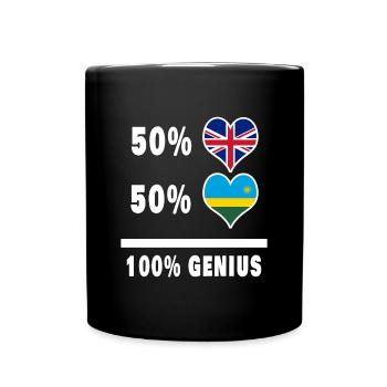 Ruanda und Großbritannien 100% Genius Flagge - Tasse einfarbig - Schwarz - Vorne