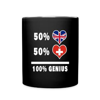 Switzerland and Great Britain 100% Genius Flag - Full Colour Mug - black - Front