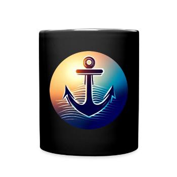 Anchor Sunset Round - Mug uni - noir - Devant
