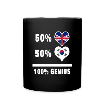 Südkorea und Großbritannien 100% Genius Flagge - Tasse einfarbig - Schwarz - Vorne