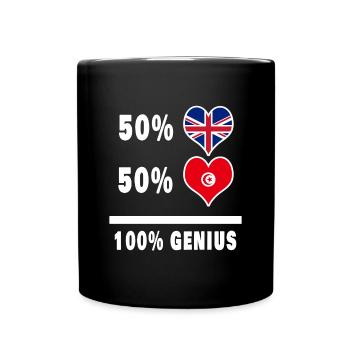 Tunisia and Great Britain 100% Genius Flag - Full Colour Mug - black - Front