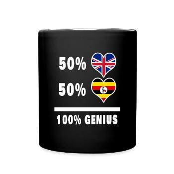 Uganda and Great Britain 100% Genius Flag - Full Colour Mug - black - Front