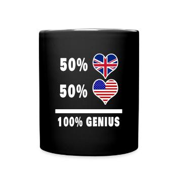 Drapeau 100% Genius des États-Unis et du Royaume-Uni - Mug uni - noir - Devant
