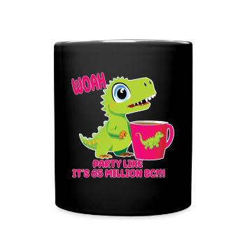 Funny dinosaur, party, party time - Full Colour Mug - black - Front