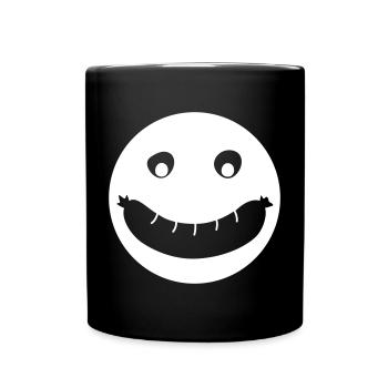 Grillen Monster Bratwurst Fan Camping Smiley Hobby - Tasse einfarbig - Schwarz - Vorne