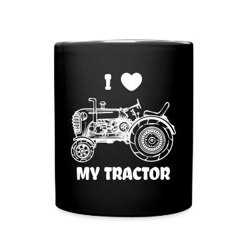 I Love Tractor Farmer Statement Heart Vehicle - Full Colour Mug - black - Front