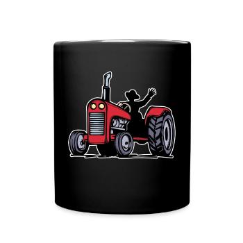 Traktor Landwirt Bauernhof Biobauer Nutzfahrzeug - Tasse einfarbig - Schwarz - Vorne