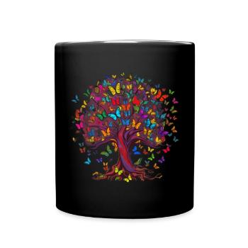 Papillon Arbre Papillons colorés Mouches - Mug uni - noir - Devant