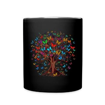 Papillon Arbre Papillons colorés Mouches - Mug uni - noir - Devant