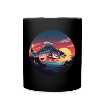 Angler Fisch Forelle Sunset - Tasse einfarbig - Schwarz - Vorne