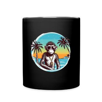 Cool Affe*Sommer Strand Design - Tasse einfarbig - Schwarz - Vorne