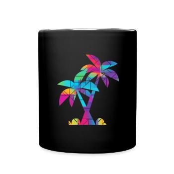 Palme bunt Urlaub Strand - Tasse einfarbig - Schwarz - Vorne