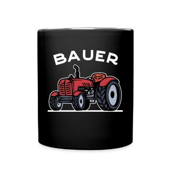 Bauer Traktor Landleben Landmaschinen Bauernhof - Tasse einfarbig - Schwarz - Vorne
