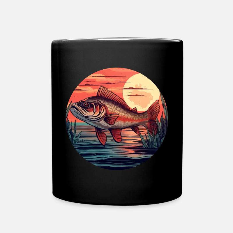 Truite au coucher du soleil Design atmosphérique - Mug uni - noir
