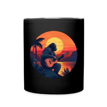 Guitariste Gorilla au coucher du soleil - Mug uni - noir - Devant