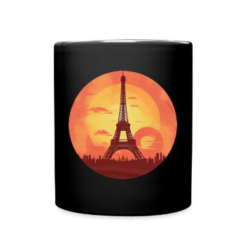 Tour Eiffel au coucher du soleil Paris romantique - Mug uni - noir - Devant