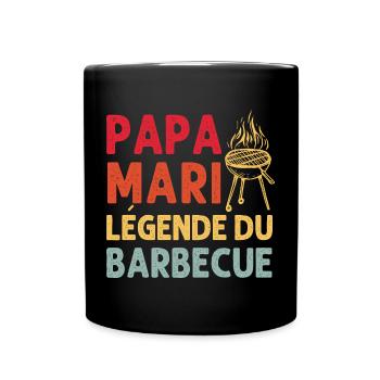Papa mari légende du barbecue cadeau fête des père - Mug uni - noir - Devant