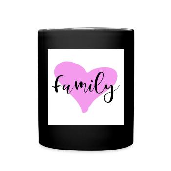 Family Poster with Heart - Full Colour Mug - black - Front