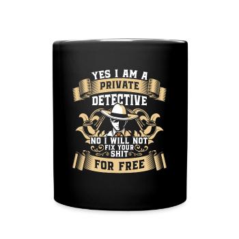 Detective Magnifier Inspector Snooper - Full Colour Mug - black - Front