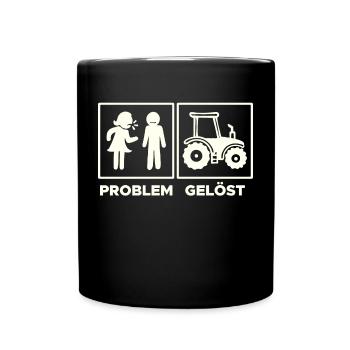 Landwirtschaft Traktor Feld Landleben Statement - Tasse einfarbig - Schwarz - Vorne