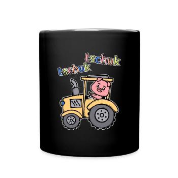 Traktor Spruch Kraftfahrzeug Ackerbau Nutzfahrzeug - Tasse einfarbig - Schwarz - Vorne