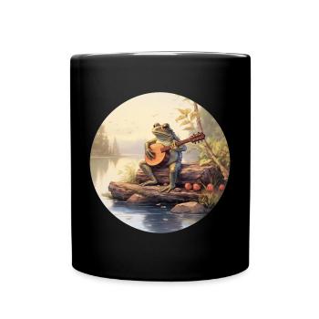 Frog joue du banjo - Mug uni - noir - Devant