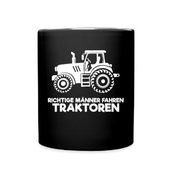 Landleben Landwirt Traktor Statement Feld Fahrzeug - Tasse einfarbig - Schwarz - Vorne