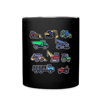 Tractor Organic Farmer Agricultural Machinery Vehicle Farm - Full Colour Mug - black - Front