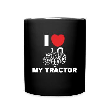 I Love Tractor Commercial Vehicle Heart Statement Field - Full Colour Mug - black - Front