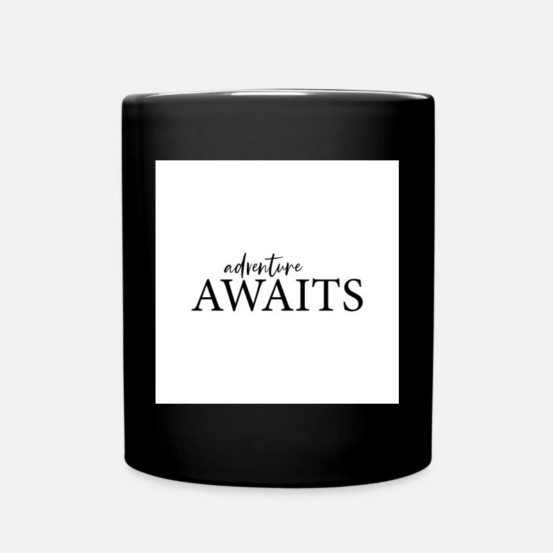 Adventure Awaits Poster for Adventurers - Full Colour Mug - black