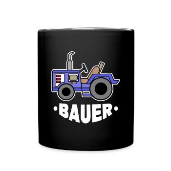 Traktor Bauer Feld Biobauer Fahrzeug Spruch - Tasse einfarbig - Schwarz - Vorne