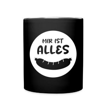 Wurscht Bratwurst Grillen coole lustige Quotes - Tasse einfarbig - Schwarz - Vorne