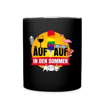 Auf Auf in den Sommer - Tasse einfarbig - Schwarz - Vorne