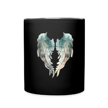 Ailes en aquarelle bleues - Mug uni - noir - Devant