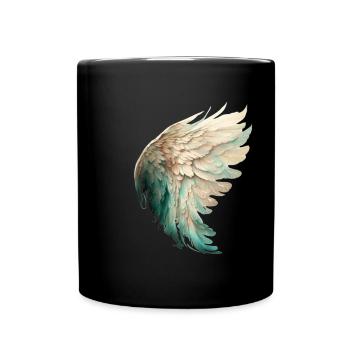 Elegant pastel bird wing - Full Colour Mug - black - Front