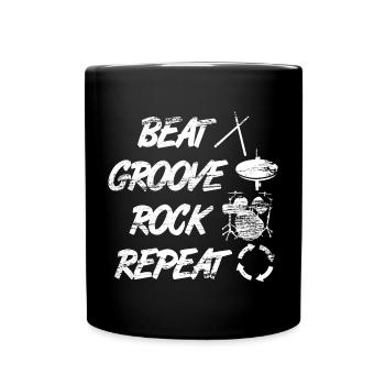 Beat Groove Rock Repeat - Tasse einfarbig - Schwarz - Vorne