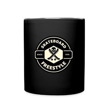 SKATEBOARD FREESTYLE X PLANCHE EN X TETE DE MORT - Mug uni - noir - Devant