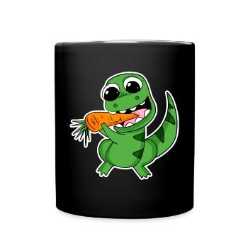 Dino isst Karotte - Tasse einfarbig - Schwarz - Vorne