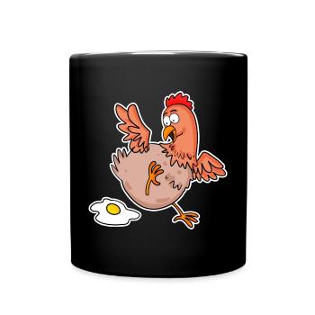 Lustiges Huhn - Landwirt Landwirte Huhn Hühner - Tasse einfarbig - Schwarz - Vorne