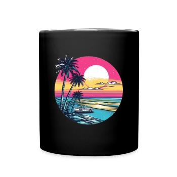 Retro sunset on the beach - Full Colour Mug - black - Front