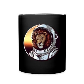 Lion Astronaut - Adventurous Space Design - Full Colour Mug - black - Front