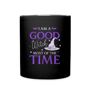 Balai de sorcière Monstre d’Halloween - Mug uni - noir - Devant