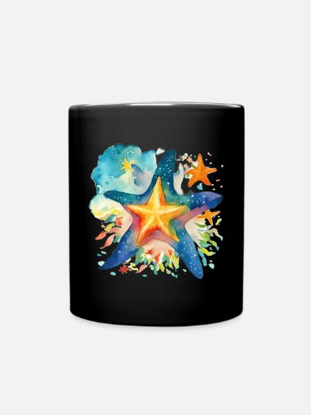 Seestern - Tasse einfarbig - Schwarz
